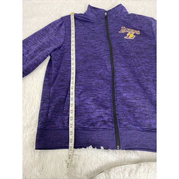 NBA LA Lakers Sweater Mens Size L Purple Logo Graphic Fleece Jacket Full Zip - Picture 10 of 16